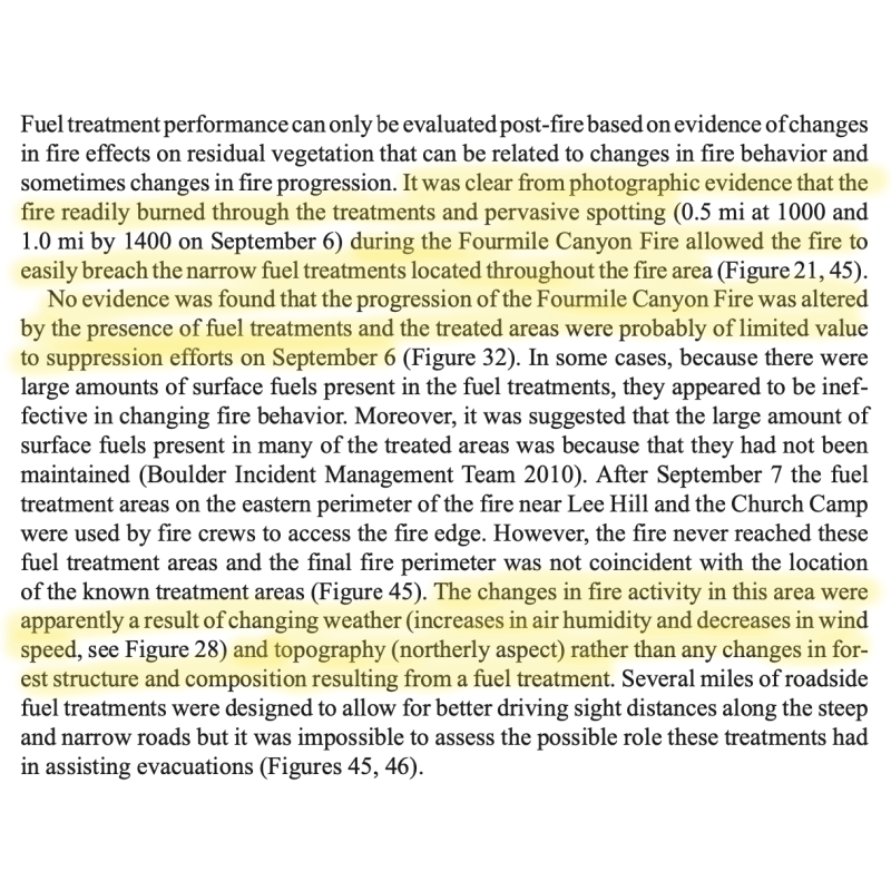U.S. Forest Service Study of Boulder’s Fourmile Canyon Fire Shows Lack of Effectiveness of “Fuel Reduction”