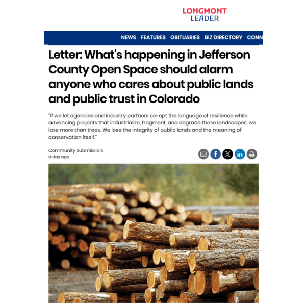 LETTER: What’s happening in Jefferson County Open Space should alarm anyone who cares about public lands and public trust in&nbsp;Colorado